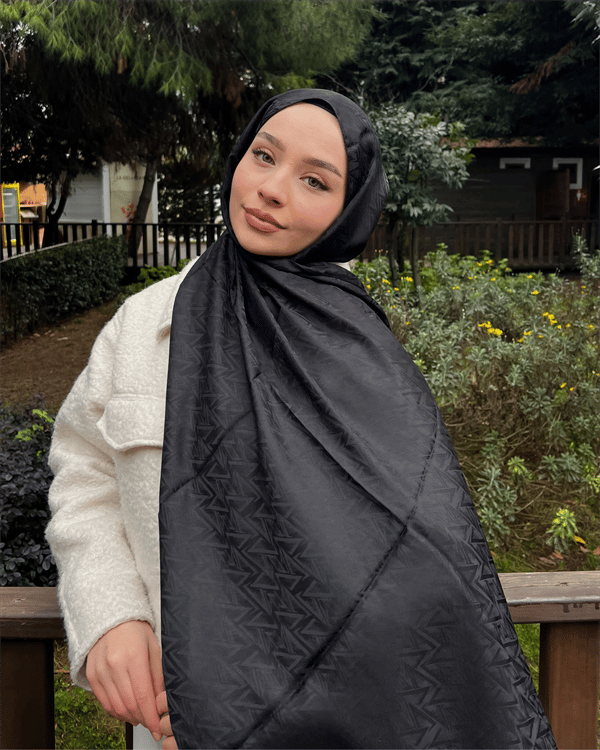 Siyah Triya Desen Jakar Şal