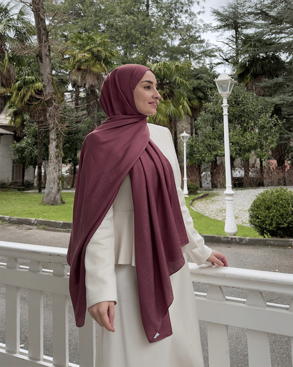 Soft Pembe Döngü Desen Jakar Şal