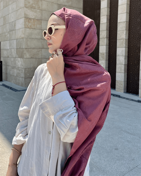 Soft Pembe Lavin Desen Jakar Şal