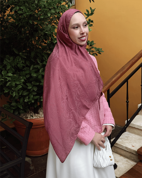 Soft Pembe Rumi Desen Jakar Şal