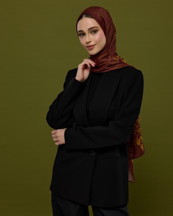 Tarçın Rüzgarı & Saf Altın Saraylı Desen Şal - 31 - görsel 8