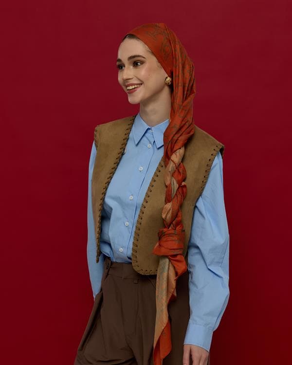 Tarçin & Zeytin Kabuğu Harem Rüyası Desen Şal - 18 - görsel 3