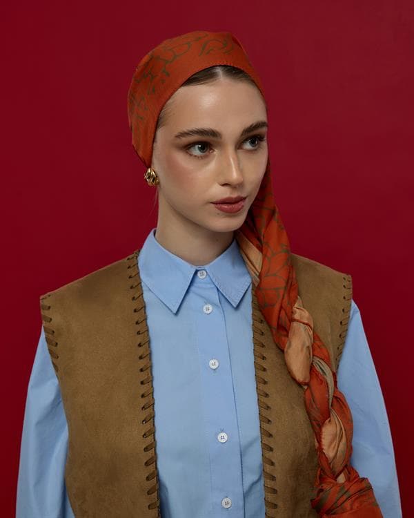 Tarçin & Zeytin Kabuğu Harem Rüyası Desen Şal - 18
