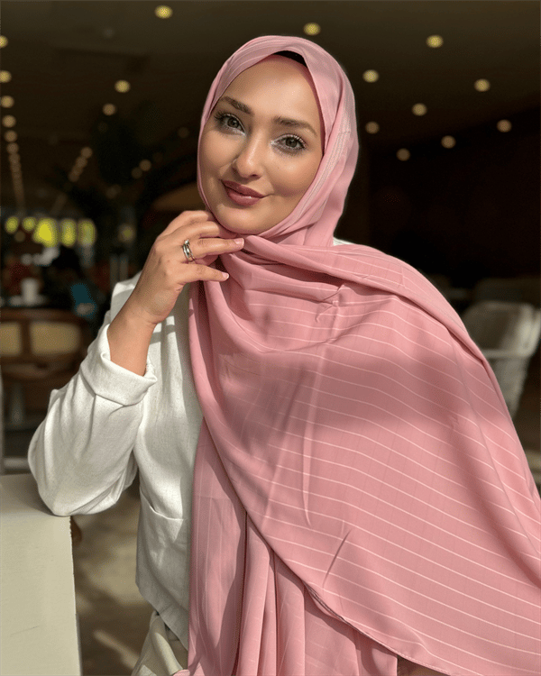 Toz Pembe Minima Desen Kore Medine İpeği Şal
