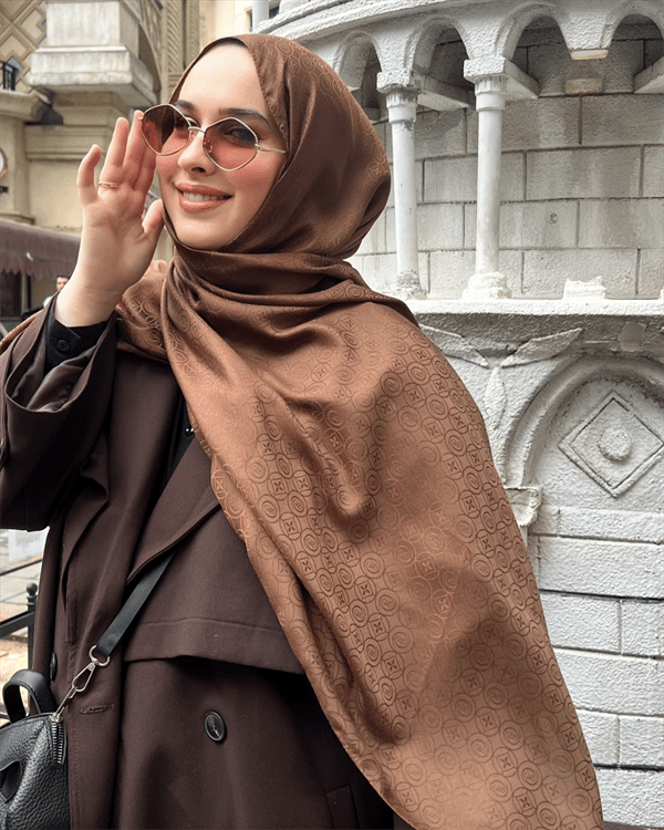 Tozlu Kahve Luxe Desen Jakar Şal