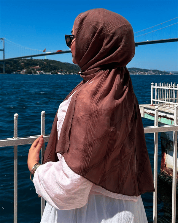 Tozlu Kahve Terra Müslin Şal