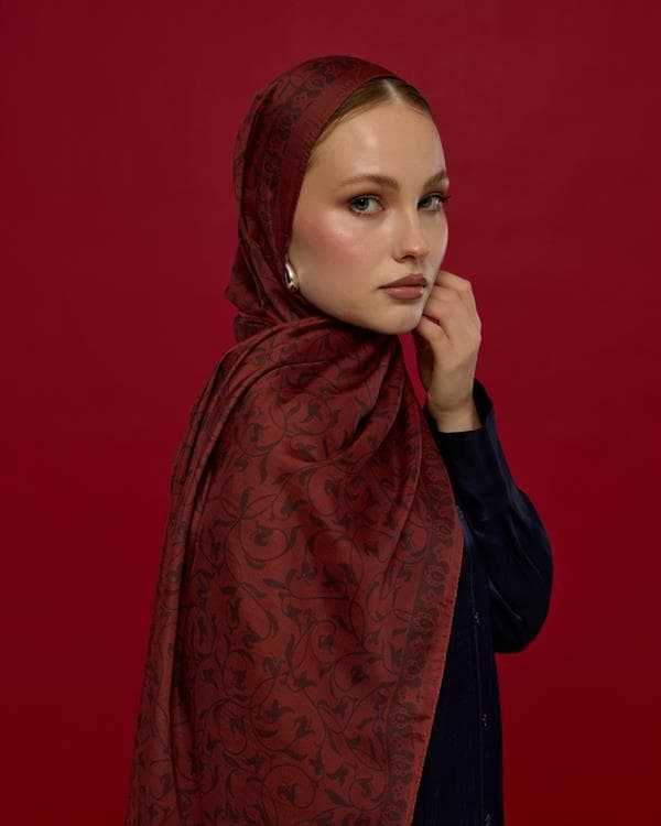 Tuzlu Karamel & Kestane Kabuğu Lale Bahçesi Desen Şal - 14