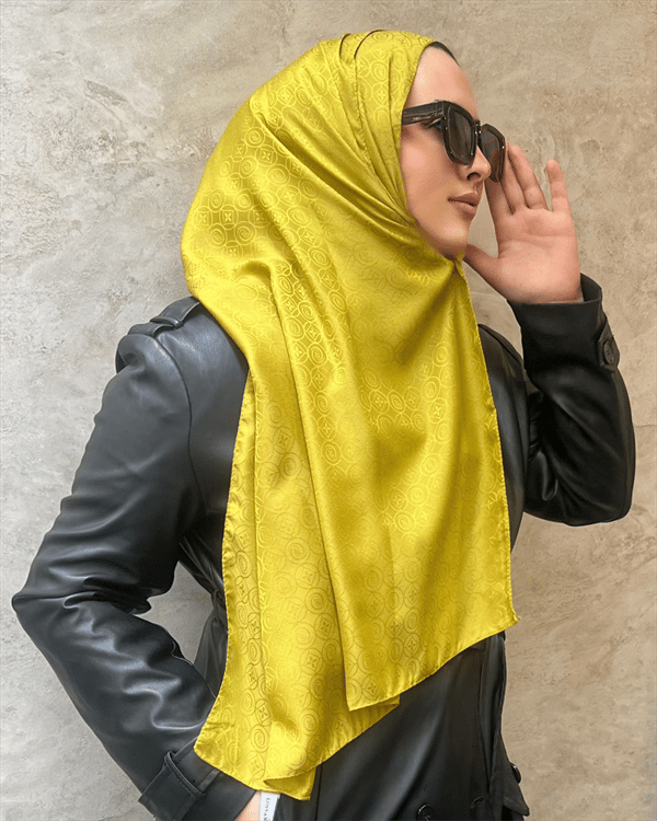 Yağ Yeşili Luxe Desen Jakar Şal
