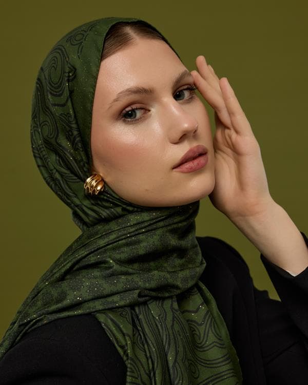 Zeytin & Siyah Bala Hatun Desen Şal - 74 - görsel 3