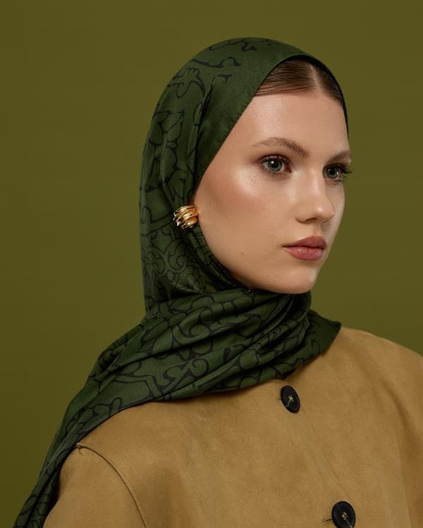 Zeytin & Siyah Harem Rüyası Desen Şal - 74 - görsel 4