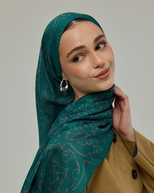 Zümrüt & Lavanta Çizgisi Harem Rüyası Desen Şal - 53 - görsel 2