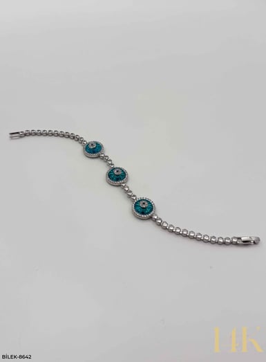 14K MAVİ TAŞLI NAZAR BONCUĞU BİLEKLİK //BİLEK-8642BİLEK-8642