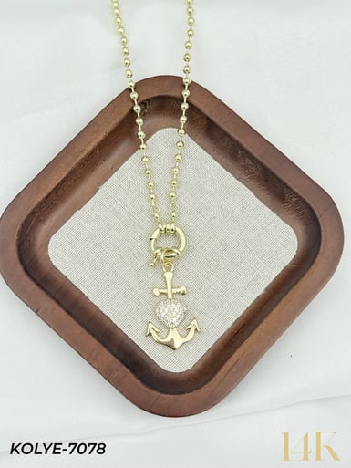 14K Tasarım Gemici Kilit Kolye 50cm // KOLYE-7078KOLYE-7078
