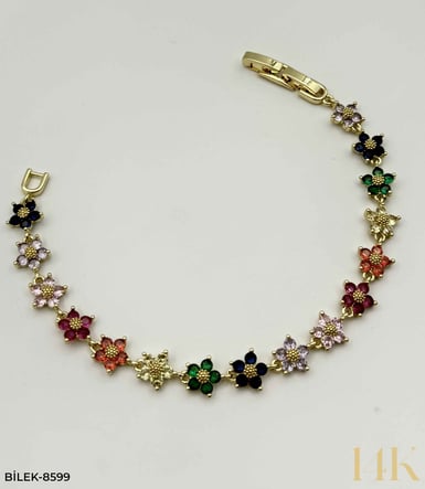14K TAŞLI ÇİÇEK BİLEKLİK //BİLEK-8599BİLEK-8599