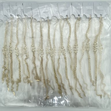 24'lü Paket 14K Kuyumcu Model Harf  Bileklik // BILEK-7275BILEK-7275