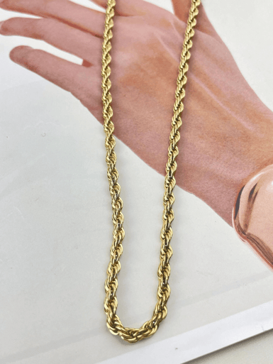 Çelik Gold Halat Kolye 60cm 4mm // KOLYE-1185