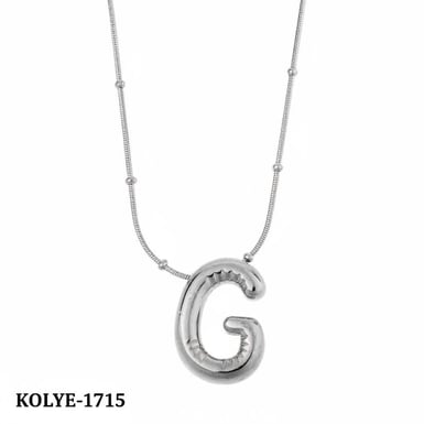 Çelik Balon Harf Kolye (G) 45cm Silver Renk // KOLYE-1715