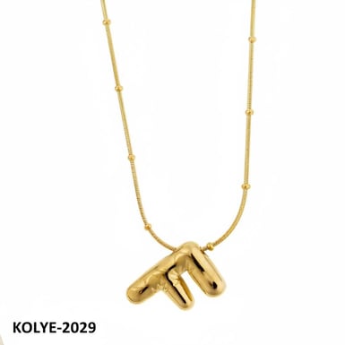 Çelik Balon Harf Kolye Gold (F) 45cm // KOLYE-2029