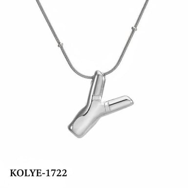 Çelik Balon Harf Kolye (Y) 45cm Silver Renk // KOLYE-1722