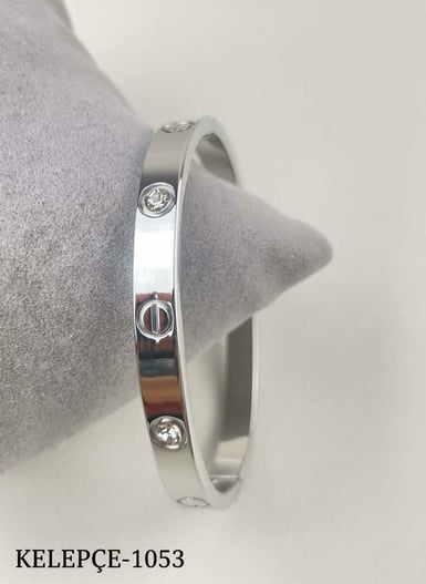 Çelik CRT Model Taşlı Silver Bebe Boy Kelepçe // KELEPÇE-1053.KELEPÇE-1053