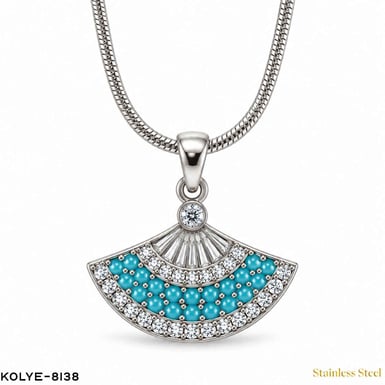 Çelik Taşlı Yelpaze Kolye 45CM //KOLYE-8138KOLYE-8138