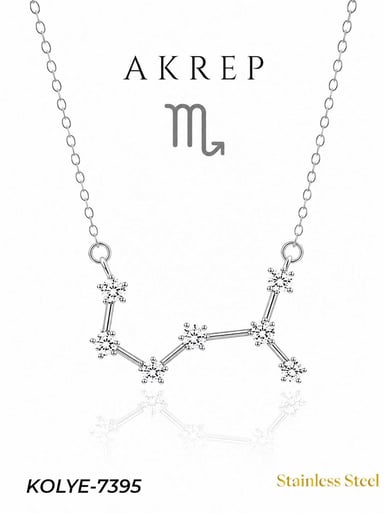 Çelik Yıldız Haritası Kolye Akrep // KOLYE-7395KOLYE-7395