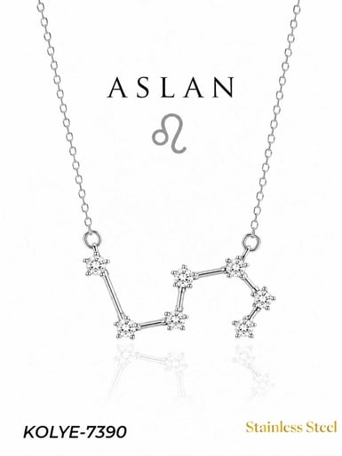 Çelik Yıldız Haritası Kolye Aslan // KOLYE-7390KOLYE-7390