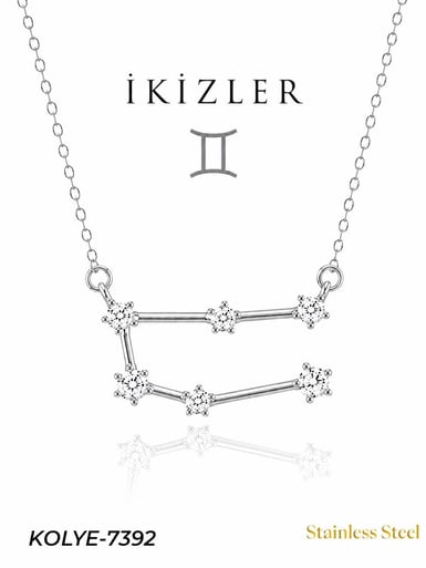 Çelik Yıldız Haritası Kolye İkizler // KOLYE-7392KOLYE-7392