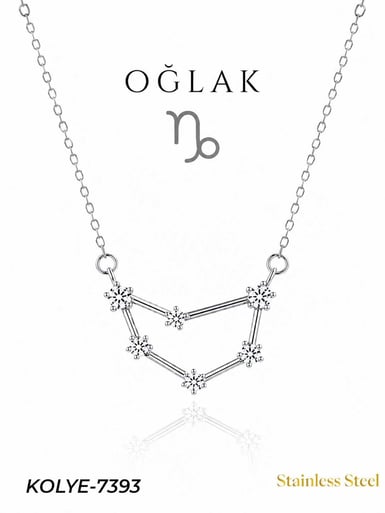 Çelik Yıldız Haritası Kolye Oğlak // KOLYE-7393KOLYE-7393