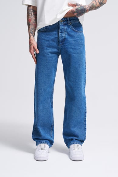 Erkek Relaxed Baggy Jean Koyu Mavi Pantolon