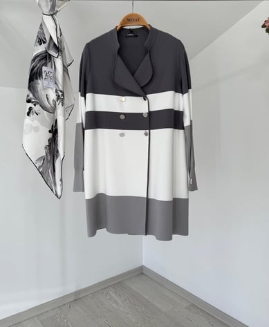 8012 İtalyan Rayon İplik Triko Ceket-Antrasit