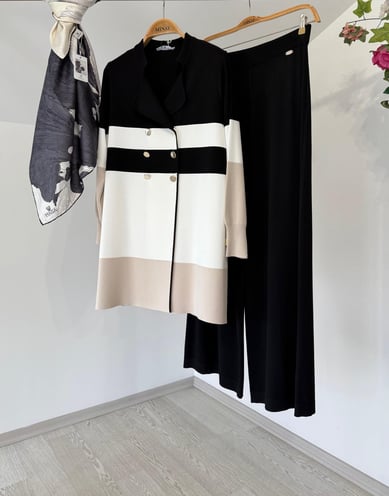 8012 İtalyan Rayon İplik Triko Ceket-Siyah