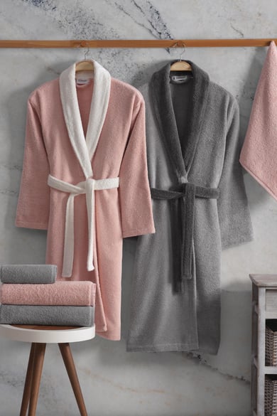 Polly Aile Pamuk Bornoz Set Pink Pink Puff-Coin