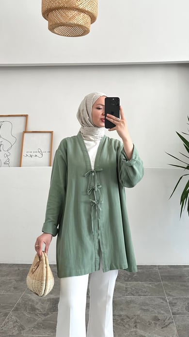 Catherine Üç Bağlamalı Pinterest Yeşil Kimono