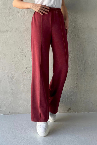 Çizgi Detaylı Pantolon Bordo