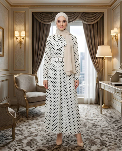 PUANTİYELİ ELBİSE Siyah