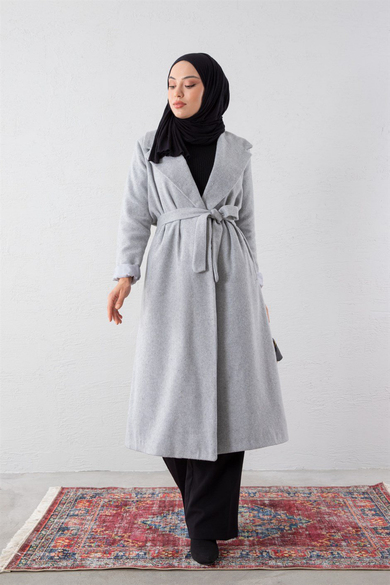 Astarlı Kaşe Kaban Gri - Moda AlaAstarlı Kaşe Kaban Gri