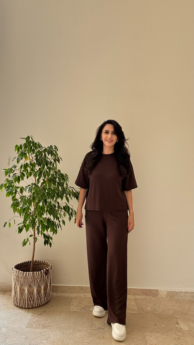 Bisiklet Yaka Kısa Kol Model Takım Kahve