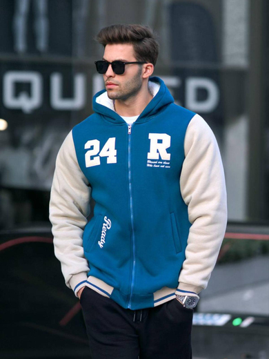 Men bomber jacket wholesale Azure Blue color