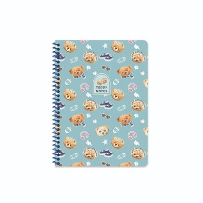Ayıcıklı Spiralli Çizgili Defter
