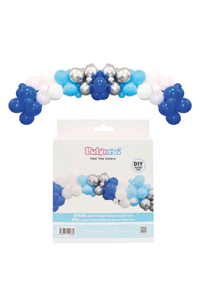Balonevi Erkek Asorti Balon Dekorasyon Seti 70 Li 1389