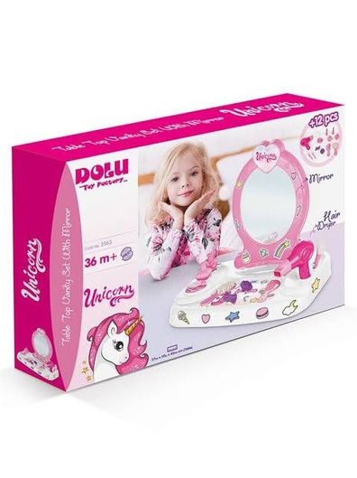 Dolu Unicorn Masaüstü Aynalı Makyaj Seti