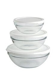 Paşabahçe Chefs 3 Lü Cam Saklama Kabı Beyaz Kapaklı 97314