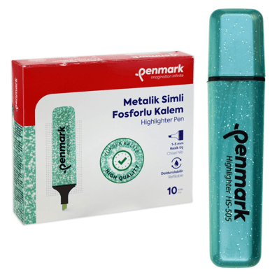 Penmark Metalik Simli Fosforlu Kalem Turkuaz Parlak Markör - HS-505-15
