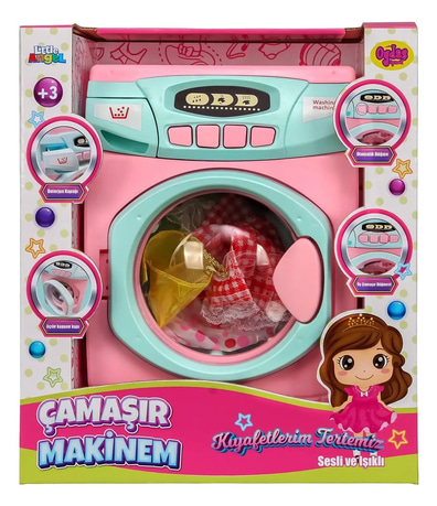 Pilli Büyük Boy Oyuncak Çamaşır Makinesi 02608