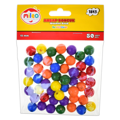 Renkli Ahşap Boncuk 15 Mm