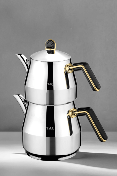 Taç Grossi Jumbo Boy Çaydanlık Takımı Siyah Gold Tac-5937