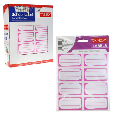 Tanex Bordürlü Pembe Çift Sıra Okul Etiketi 5 Ad Brd-7007