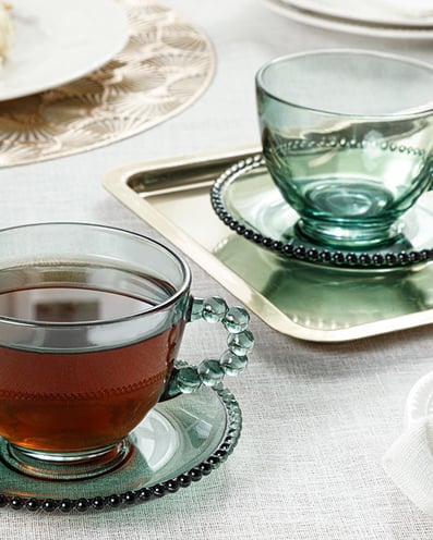 Balloon Glass 4 Parça 2 Kişilik Tea Cup Set 230 ml Green