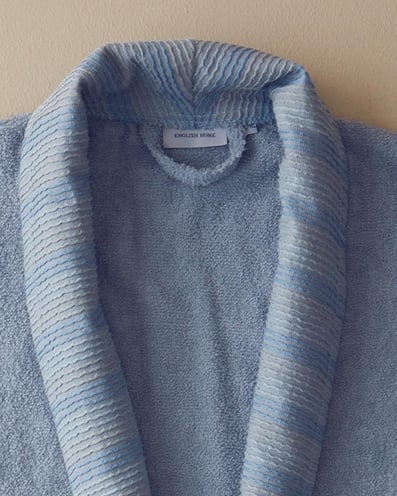 Wolin Cotton Polyester Bordered Bathrobe L-XL Blue